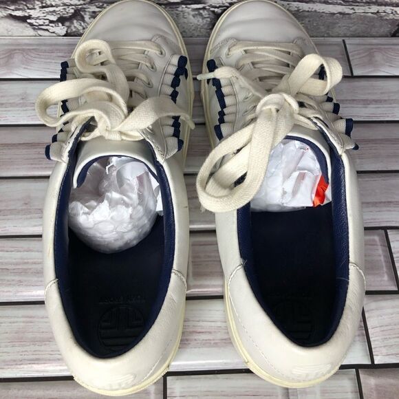 Tory Burch Ruffle White Leather Lace Sneaker Sport Shoes Women’s Sz 9M US/40EU - Picture 9 of 14